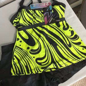 Two Piece Swimsuit Tankini Yellow Grey Gray Bright